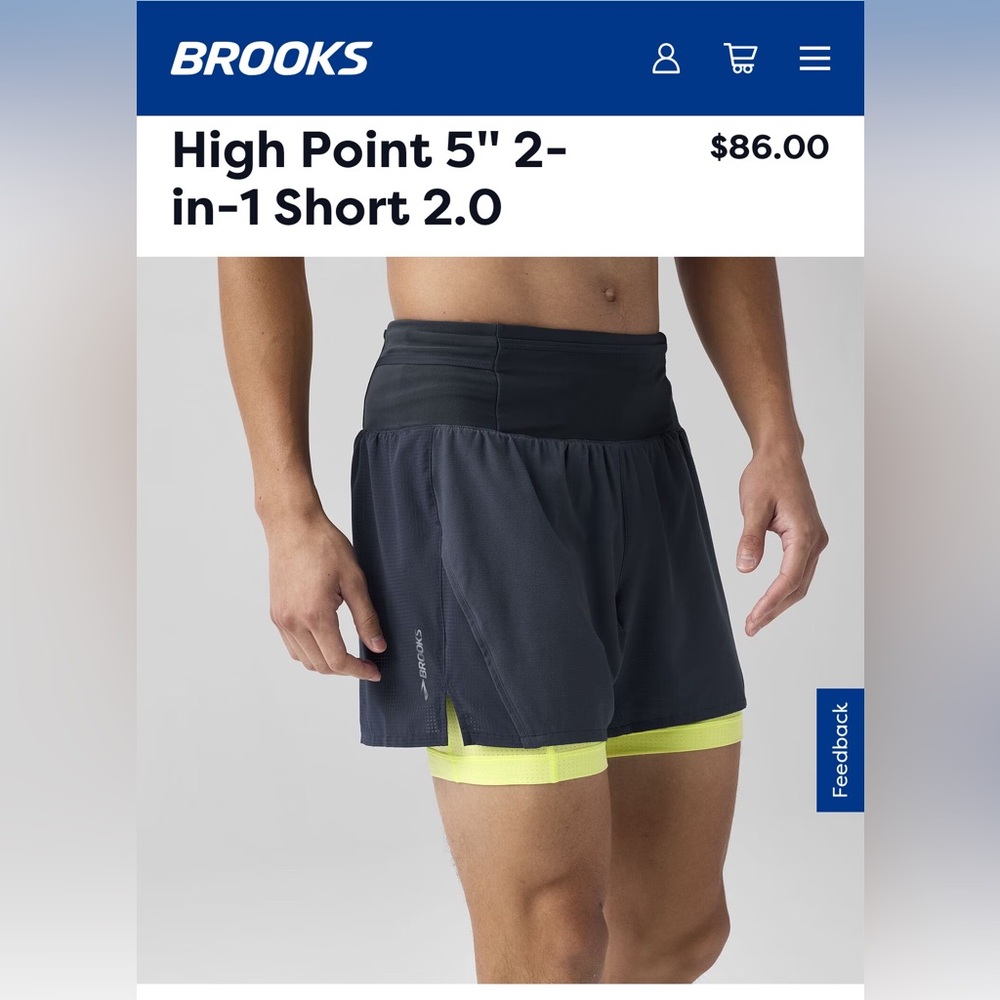 Brooks Men's Athletic Shorts - Black and Yellow